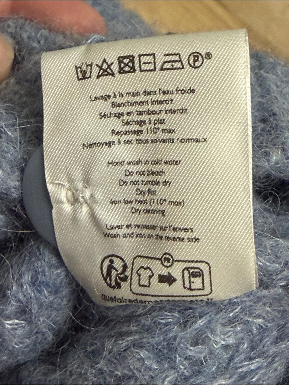 Sézane Chunky Heather Blue V-Neck Button Basile Cardigan Sweater - Picture 5 of 7